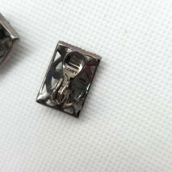 Monet Marcisite Gunmetal Clip-on Earrings - Picture 3 of 4